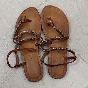 Antonio Melani Tan and Brown leather Sandals